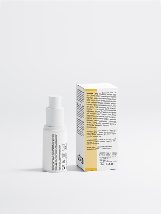 Skincare product with packaging on a white background