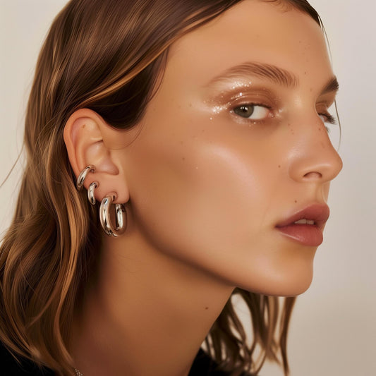 Right profile picture of a beautiful young woman 