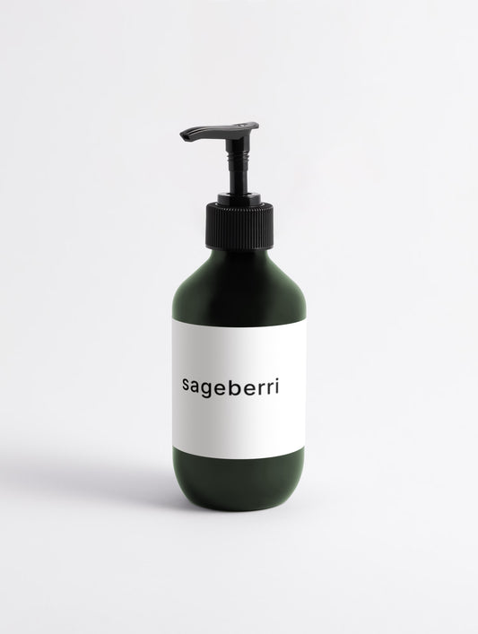Bottle of Bleu Beauty Silk Skin Body Serum on a white background
