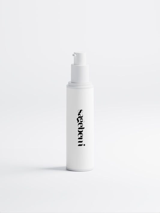 White spray bottle with 'sageberri' branding on a white background